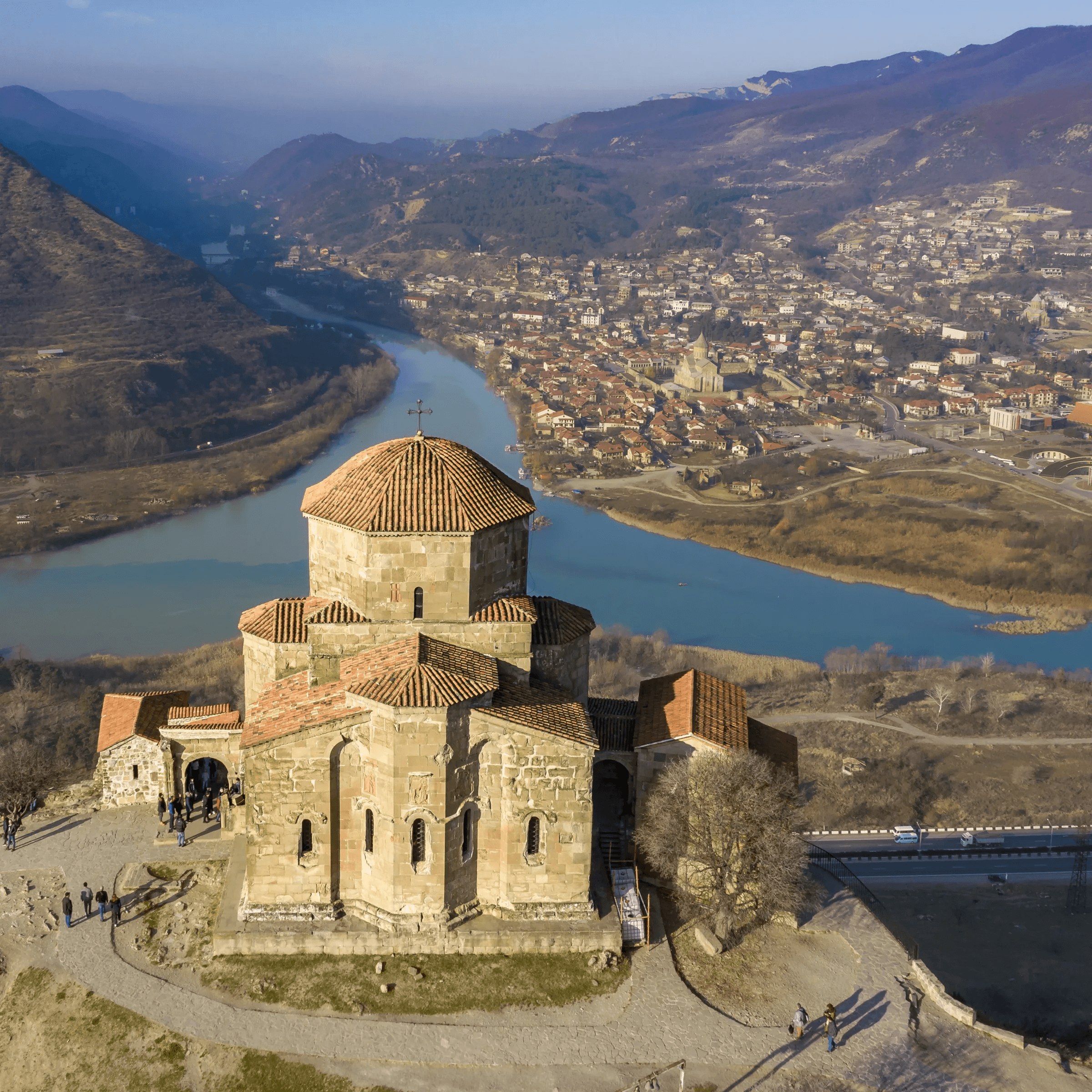 Jvari Monastery on its hill above the meeting of the Aragvi and Mtkvari rivers